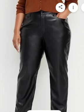 Old Navy OG High Rise Loose Black Faux Leather Pants Size 16